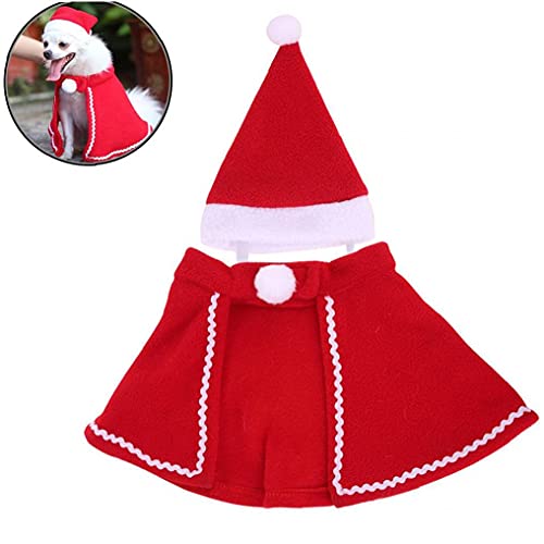 Ruluti 1 Set Christmas Pet Traje Cape Santa Claus Sombrero Costume Kitten Puppy Pet Traje Navidad