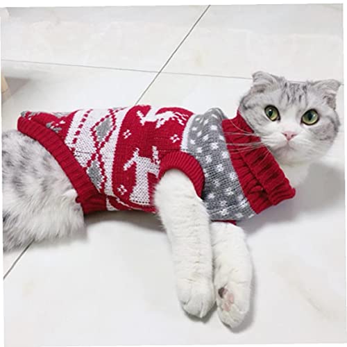 Ruluti 1 Unid Navidad Ropa Mascota Reno Suéter Invierno Cálido Gato Gato Ropa Ropa Mascota Talla