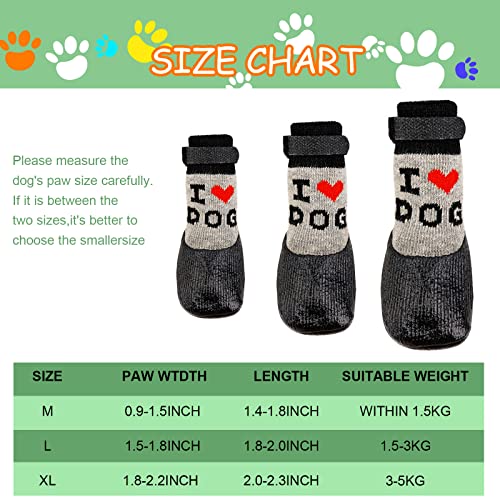 Runmeihe Calcetines Antideslizantes para Perros para Mascotas de otoño e Invierno, Totalmente envueltos de Silicona Antideslizante con Correas Ajustables para Interiores y Exteriores (X-Large)