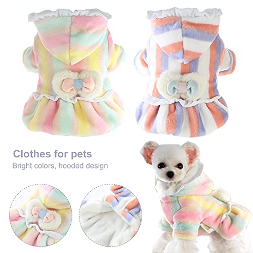 Rutaqian Vestido para mascota, falda de perrito, gatito y perrito, forro polar coral, vestido de moda agradable para la piel, para otoño, invierno rosa amarillo L
