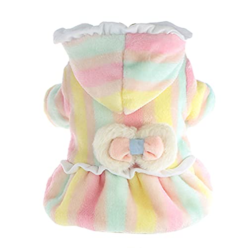 Rutaqian Vestido para mascota, falda de perrito, gatito y perrito, forro polar coral, vestido de moda agradable para la piel, para otoño, invierno rosa amarillo L