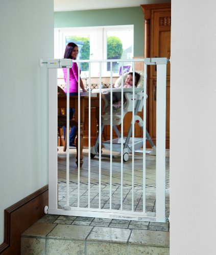 Safety 1st Easy Close Extra Tall Metal Barrera seguridad niños de 91 cm de altura, puerta de seguridad para niños y mascotas, dimensiones de 73-80 cm, color blanco