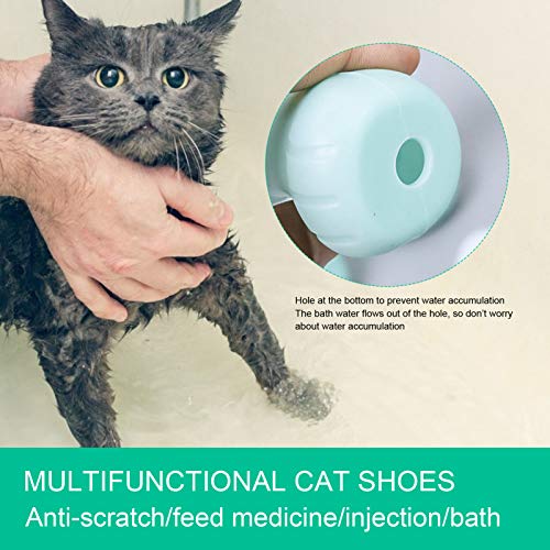 SALUTUYA Funda para pies de Gato, Zapatos de Silicona antirrayas para Gatos, Fundas Ajustables para Garras de Gato, Protector de Patas, para baño de Gatos en casa, peluquería para Mascotas(Verde)