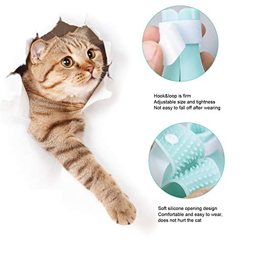 SALUTUYA Funda para pies de Gato, Zapatos de Silicona antirrayas para Gatos, Fundas Ajustables para Garras de Gato, Protector de Patas, para baño de Gatos en casa, peluquería para Mascotas(Verde)