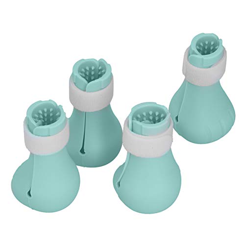 SALUTUYA Funda para pies de Gato, Zapatos de Silicona antirrayas para Gatos, Fundas Ajustables para Garras de Gato, Protector de Patas, para baño de Gatos en casa, peluquería para Mascotas(Verde)