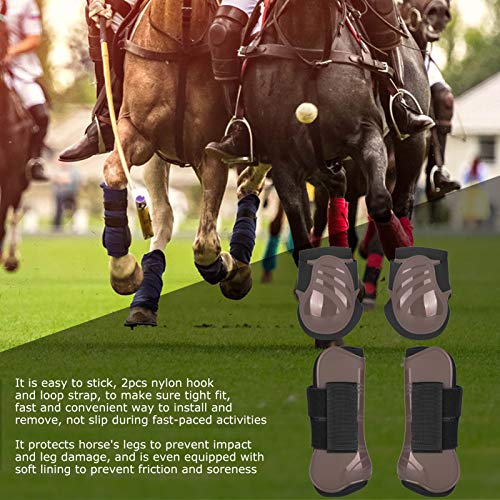 SALUTUYA Protectores de Patas de Caballo PU elástico Duradero Engrosado cómodo marrón para búfer de Patas de Caballo(Brown, A Set of XL)