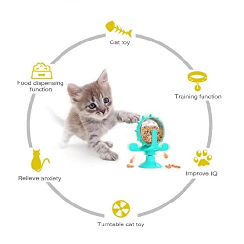 Sanfly 2 En 1 Juguete De Gato, Gato Interactivo Dispensador De Alimentos para Alimentación De Gato De Juguete De Alimentación con Succión De Rueda Giratoria De 360 ??Grados para Mascota