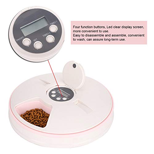 SanZHONGsd Dispensador Automático de Alimentos para Mascotas de 6 Comidas con Temporizador Digital Programable Dispensador Automático de Donuts para Perros Gatos Animales Pequeños Control