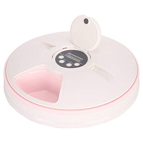 SanZHONGsd Dispensador Automático de Alimentos para Mascotas de 6 Comidas con Temporizador Digital Programable Dispensador Automático de Donuts para Perros Gatos Animales Pequeños Control