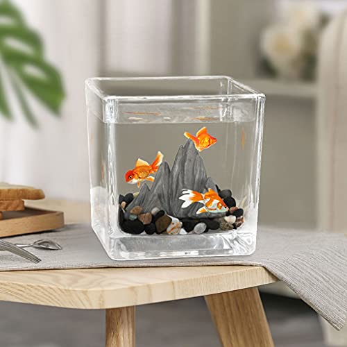 sararui Pecera Desktop Cuadrado Pequeño Tanque de Peces Tanque de Invitados Oficina Pequeño Muebles Taza de té Vidrio Jardinería Lucha Fácil Peces Tanque Pecera Pequeña (Size : C)