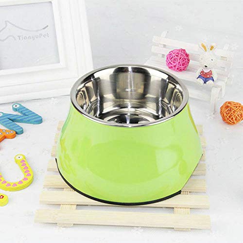 SDSQSCL Comedero Perro Gato,Antideslizante De Acero Inoxidable Duradero Pet Food Bowl/Recipiente De Alimentación/Tazón De Agua,Espejo Verde Suave De Forma Más Fácil De Llegar A Los Alimentos, Increme