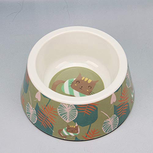 SDSQSCL Comedero Perro Gato，Antideslizante De Proteger La Columna Cervical De Material De Fibra De Bambú Pet Food Bowl/Recipiente De Alimentación/Tazón De Agua， Vegetales De Hoja Verde para Facilitar
