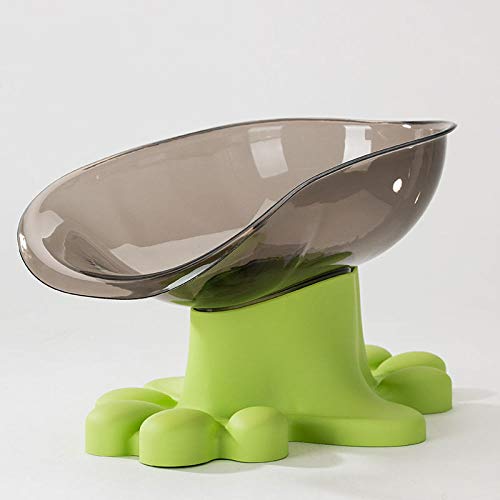 SDSQSCL Comedero Perro Gato，Antideslizante De Proteger La Columna Cervical De Material De Resina Pet Food Bowl/Recipiente De Alimentación/Tazón De Agua，Verde Abierto Pala De Forma Más Fácil De Llegar