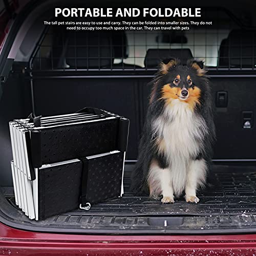 SEAAN Escalera para Perros Plegable, Rampa Plegable De Escaleras Mascotas Plegables Pasos para Perros Ggrandes y Pequeños Superficie Antideslizante para Cars Trucks SUV (6 Pasos)
