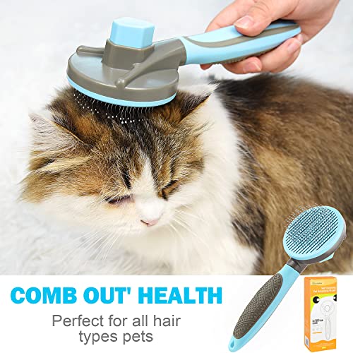 SeaMorn Cepillos de perro más delgados, cepillo de aseo para mascotas, peine de acero inoxidable, cepillo de depilación diaria para perros y gatos de pelo corto