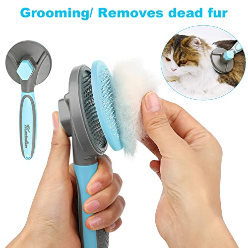 SeaMorn Cepillos de perro más delgados, cepillo de aseo para mascotas, peine de acero inoxidable, cepillo de depilación diaria para perros y gatos de pelo corto