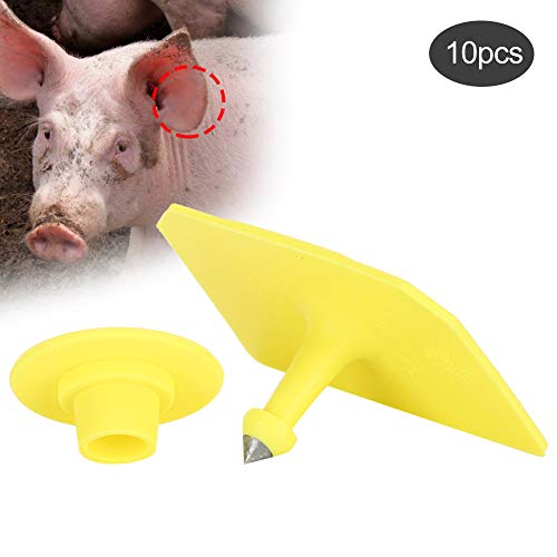 Semiter Regalo de verano Etiqueta de Oreja de Marca de Ganado Divertida, Etiqueta de Oreja de Animal de Ganado Amarilla, Oveja de Cabra para Oreja de Cerdo(Big Pig)