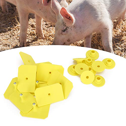 Semiter Regalo de verano Etiqueta de Oreja de Marca de Ganado Divertida, Etiqueta de Oreja de Animal de Ganado Amarilla, Oveja de Cabra para Oreja de Cerdo(Big Pig)