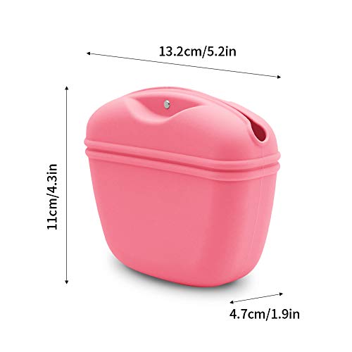 SENDR.KR Bolsa para golosinas para perros, bolsa de silicona para entrenamiento de perros, bolsa de comida portátil con cierre magnético y clip para la cintura, juego de 2 (verde y rosa)