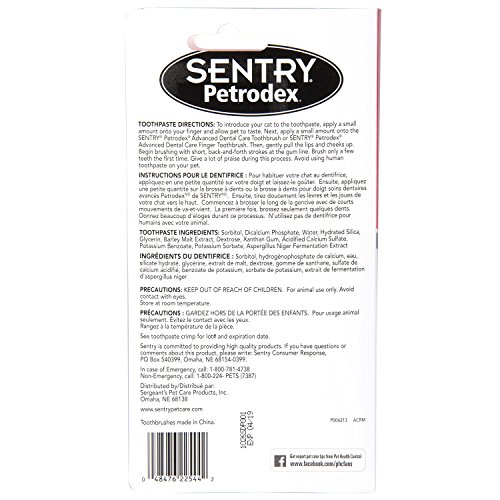 SENTRY petrodex Dental Kit para Gatos, Malta Pasta de Dientes, 2,5 oz