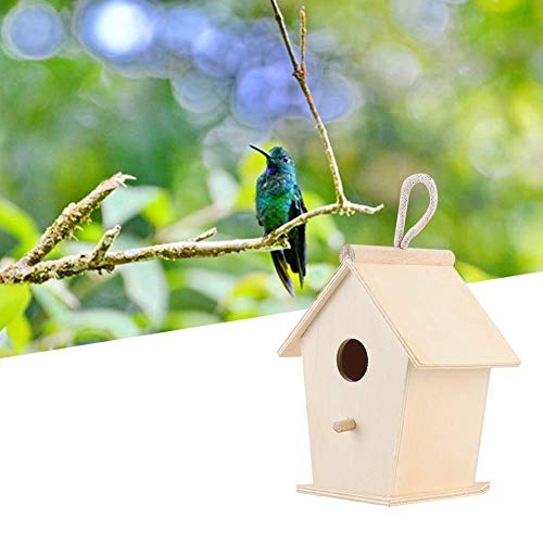 Sevenyou DIY Hecho jardinería Hanging Bird House Box Colgante de Madera Bird Cage Pájaro de Madera Caja de cría cálida Artículos para Mascotas al Aire Libre para Budgerigar, Durable, Na