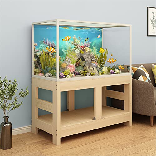SHABI Soporte De Acuario Estante de Pescado de Madera Maciza Estante de Doble Capa Aquarium Fondo de Pescado Mueble de Tanque de Acuario y gabinete Adecuado para Pecera