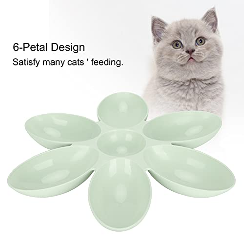 Shanrya Cuenco de Comida para Gatos, Forma de Pétalos de Flores, Cuenco de Plástico para Gatos de Esquina Redonda Portátil para Agua para la Comida(Verde)