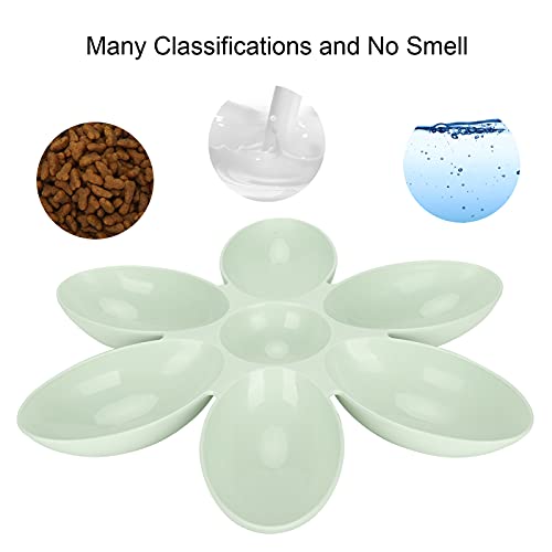 Shanrya Cuenco de Comida para Gatos, Forma de Pétalos de Flores, Cuenco de Plástico para Gatos de Esquina Redonda Portátil para Agua para la Comida(Verde)