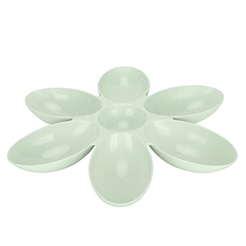 Shanrya Cuenco de Plástico para Gatos, Forma de Pétalos de Flores, Cuenco Portátil para Comida de Gatos, Esquina Redonda Funcional, 6 Rejillas para Gatos para Comida Y Agua(Verde)