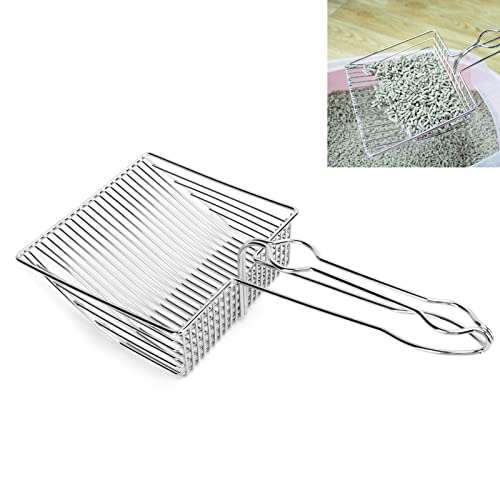 Shanrya Tamiz de arena para gatos, diseño de gancho de pala de arena para animales de compañía, impermeable, para limpiar las bandejas de arena para animales de compañía