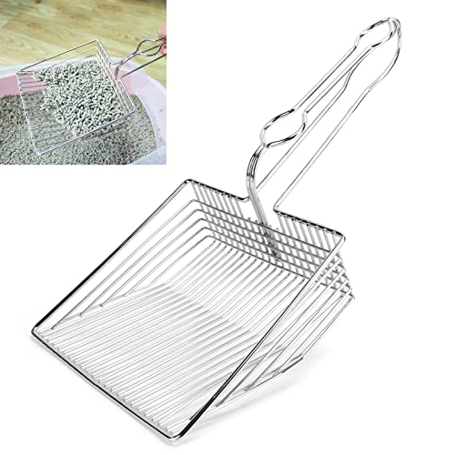 Shanrya Tamiz de arena para gatos, diseño de gancho de pala de arena para animales de compañía, impermeable, para limpiar las bandejas de arena para animales de compañía