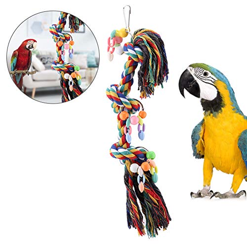 Sheens Juguetes para Masticar pájaros, Mascotas Loro Nudos Bloque Cuerdas Ornamentales Herramientas Coloridas para el Cuidado del Pico con Colgador Cuerdas de Hilo Juguetes