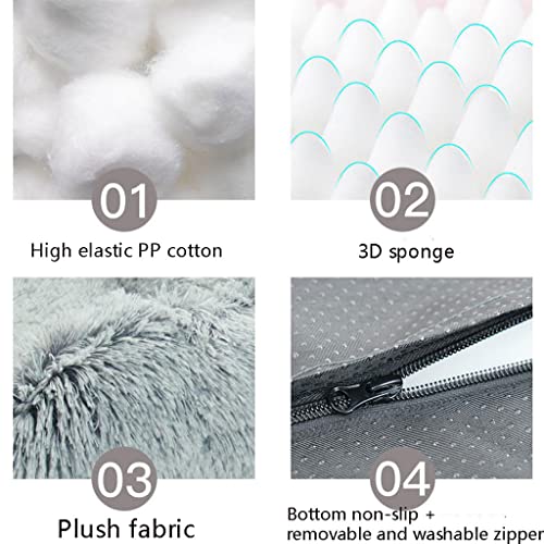 SHENGYAO Cama para Perros, Camas ortopédicas de Felpa Suave para Mascotas para Perros y Gatos Grandes, medianos y pequeños, Almohadilla de Perrera esponjosa con Lavable extraíble,Dark Grey-50x40x14cm