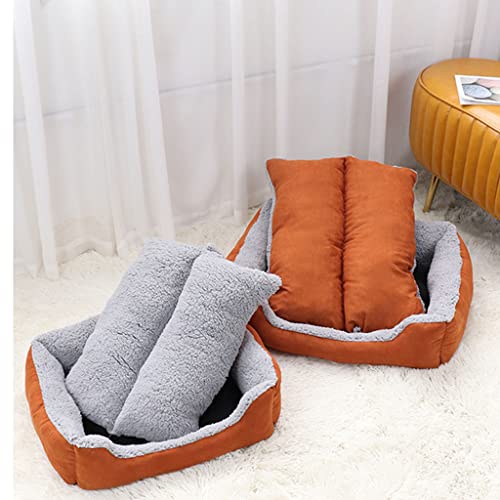 SHENGYAO Cama para Perros Grandes, medianos, pequeños, Perros y Gatos, Camas Suaves de Felpa para Mascotas para Dormir y esteras para Perros antiansiedad, Perrera,Blue-58x48x16cm