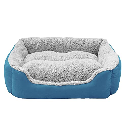 SHENGYAO Cama para Perros Grandes, medianos, pequeños, Perros y Gatos, Camas Suaves de Felpa para Mascotas para Dormir y esteras para Perros antiansiedad, Perrera,Blue-58x48x16cm