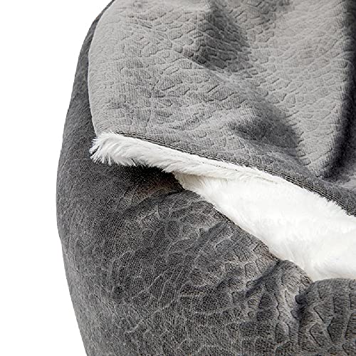 SHENGYAO Cama para Perros pequeños con Manta, Camas Redondas para Gatos Cama para Mascotas con Capucha de Cueva ortopédica de Felpa Suave, Parte Inferior Antideslizante,Beige-50cm