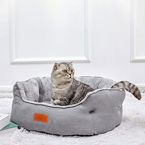 SHENGYAO Sofá Cama ortopédico para Mascotas para Perros Grandes, medianos y pequeños, Cama para Cachorros durmiendo, cojín Redondo Suave para Perros, Parte Inferior Antideslizante,Grey-53 * 63 * 20cm