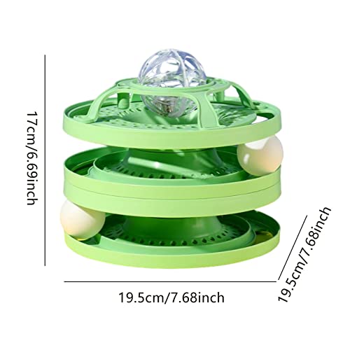 Shenrongtong Tower of Track Juguete Interactivo para Gatos 3 Capas de Juguete con Ruedas para Mascotas Divertido Juguete Interactivo para Gatitos Parte Superior con Bola Luminosa Desmontable
