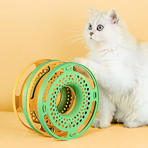 Shenrongtong Tower of Track Juguete Interactivo para Gatos 3 Capas de Juguete con Ruedas para Mascotas Divertido Juguete Interactivo para Gatitos Parte Superior con Bola Luminosa Desmontable