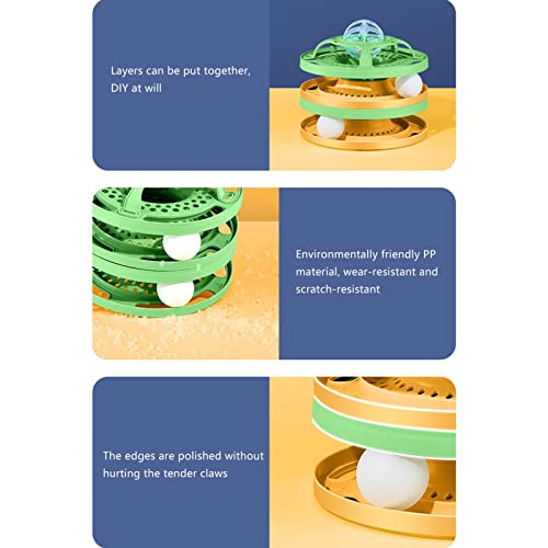 Shenrongtong Tower of Track Juguete Interactivo para Gatos 3 Capas de Juguete con Ruedas para Mascotas Divertido Juguete Interactivo para Gatitos Parte Superior con Bola Luminosa Desmontable
