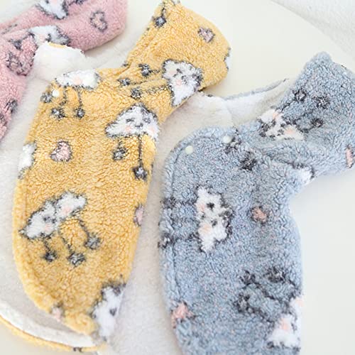 SHINROAD Camisón para mascotas, capa para perro, traje atractivo delicado ribete tela nube patrón con capucha capa para mascotas amarillo L