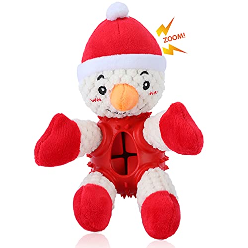 SHINROAD Juguete chirriante para perro, Navidad, reno, muñeco de nieve, juguete para masticar, juguete para dentición, juguete para perros medianos y grandes, entrenamiento muñeco de nieve