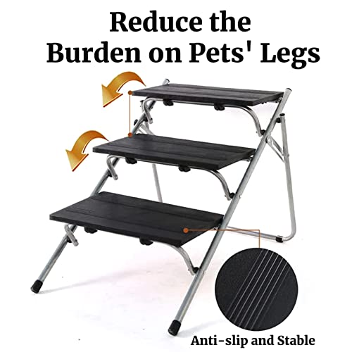 SHKY Escalera de Escalada para Mascotas de 3 peldaños, peldaños y rampa Convertibles para Perros, escaleras Plegables para Perros, para Perros pequeños y Gatos, para Camas Altas, Coche, sofá
