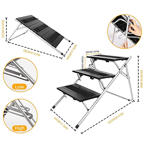 SHKY Escalera de Escalada para Mascotas de 3 peldaños, peldaños y rampa Convertibles para Perros, escaleras Plegables para Perros, para Perros pequeños y Gatos, para Camas Altas, Coche, sofá