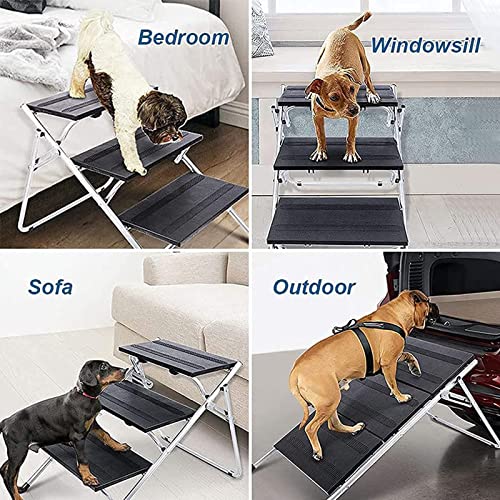 SHKY Escalera de Escalada para Mascotas de 3 peldaños, peldaños y rampa Convertibles para Perros, escaleras Plegables para Perros, para Perros pequeños y Gatos, para Camas Altas, Coche, sofá