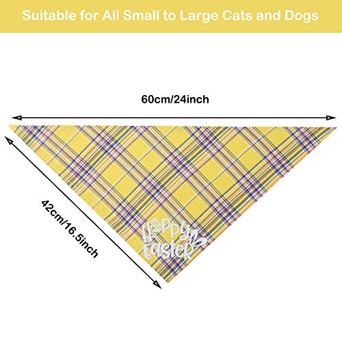 SHOKUTO 2 pañuelos de Pascua para perro, lavables triangulares para perro, pañuelo ajustable con patrón de conejito de huevo para perros, gatos, mascotas, festividades festivas.