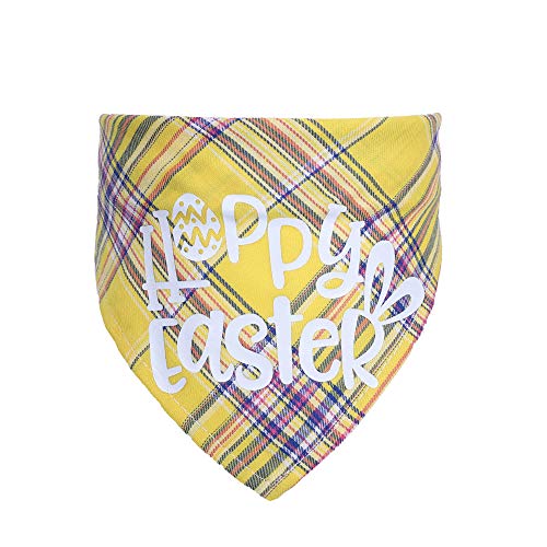 SHOKUTO 2 pañuelos de Pascua para perro, lavables triangulares para perro, pañuelo ajustable con patrón de conejito de huevo para perros, gatos, mascotas, festividades festivas.