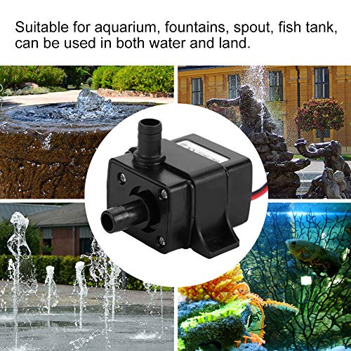 shoplic Bomba Sumergible, Mini Bombas DC12V 3.6W Impermeable Sumergible Acuario de la Fuente Que circula 280L / H Lift 300cm para Pecera Acuario Jardín Estanque Fuente