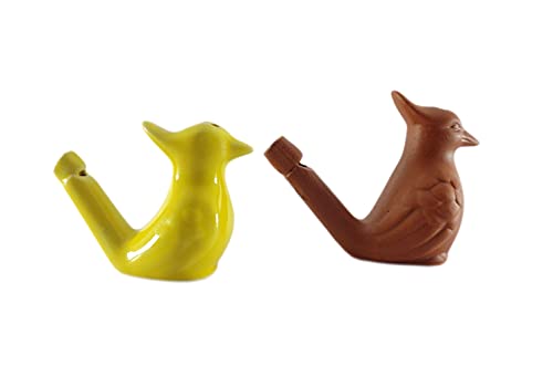 SHREE GANESH ENTERPRISES Estilo Vintage Dos Cerámica & Arcilla Animal Figurativo Bird Water Silbato Juguete Instrumental Musical – Silbato de Pájaro de Terracota – Pájaro de arcilla hecho a mano