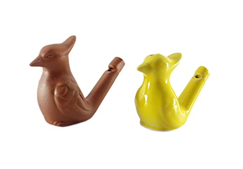 SHREE GANESH ENTERPRISES Estilo Vintage Dos Cerámica & Arcilla Animal Figurativo Bird Water Silbato Juguete Instrumental Musical – Silbato de Pájaro de Terracota – Pájaro de arcilla hecho a mano